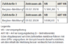 Eine Tabelle mit Informationen zu rentenbezogenen Zahlungen von zwei Zahlstellen (Zahlstelle 1 und Zahlstelle 2) ab dem 1. Februar 2020 mit den entsprechenden Beträgen und Rentenartcodes sowie einer Legende, in der die in der Tabelle verwendeten Abkürzungen und Codes erläutert werden.
