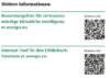 Ein Informationsbild mit zwei Abschnitten auf Deutsch, die Webressourcen zu vertrauenswürdiger künstlicher Intelligenz und einem Ethik-Check-Tool für das Internet bereitstellen, jeweils begleitet von direkten Links und entsprechenden QR-Codes für den einfachen Zugriff.