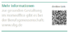 Ein Screenshot mit einem Text auf Deutsch, der weitere Informationen zur gesunden Büroeinrichtung zu Hause bietet, mit einem Verweis auf die Website eines Berufsverbandes (www.vbg.de) mit dem Schwerpunkt Personalmanagement und einem QR