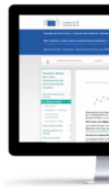 Auf einem Computermonitor wird oben eine Seite mit der Flagge der Europäischen Union angezeigt. Dies weist darauf hin, dass es sich um eine EU-bezogene Website handelt, die sich möglicherweise auf geschäftliche oder behördliche Informationen konzentriert.