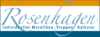 Logo von Rosenhagen mit einem Slogan, der auf die Spezialisierung auf kundenspezifische Metallkonstruktionen, Treppen und Balkone hinweist, mit stilvoller Schriftart auf blauem und orangefarbenem Hintergrund.