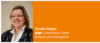 Eine lächelnde Person mit kurzen Haaren und Brille ist im Business-Outfit gekleidet. Daneben steht auf orangefarbenem Hintergrund: „Claudia Czingon, alga-Competence-Center, Richterin am Arbeitsgericht“.