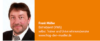 Porträt eines Mannes mit kurzen braunen Haaren, Bart, Anzug und Krawatte auf orangefarbenem Hintergrund. Neben ihm steht: „Frank Müller, Betriebswirt (VWA), selbst. Trainer und Unternehmensberater, www.frag-den-mueller.de“.