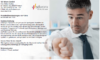 Eine Informationsgrafik für die SD Worx GmbH mit Kontaktdaten wie Name Stefan Claßen, Adresse, Telefonnummer und E-Mail. Sie enthält eine Beschreibung der Produkte und Dienstleistungen mit Schwerpunkt auf myProtime, Benutzererfahrung und Zukunftsplänen. Auf der rechten Seite ist ein Bild eines Mannes in weißem Hemd und Krawatte zu sehen.