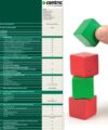 Eine Hand stapelt grüne und rote Holzblöcke. Daneben ist eine detaillierte Tabelle mit Text und Häkchen sichtbar, die Informationen und Spezifikationen zu den Centric Software-Produkten enthält. Der Hintergrund ist weiß. Besonders relevant für Fachkräfte in der Entgeltabrechnung und Personalbetreuung: Die übersichtliche Darstellung unterstützt Sie dabei, optimale Software-Lösungen für effiziente Gehaltsabrechnung und umfassende Personalverwaltung zu identifizieren.